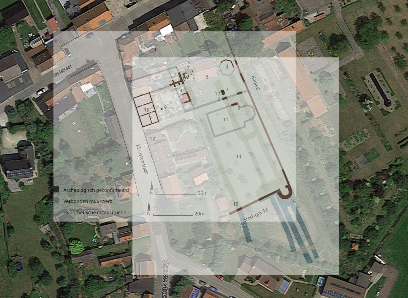 Excavation plans, sections or archaeological source material used for the reconstruction