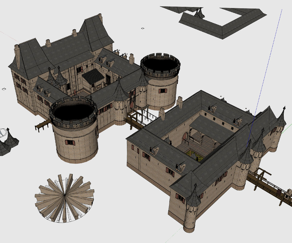The architectural reconstruction model in SketchUp